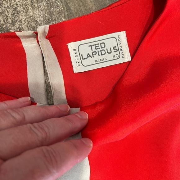 TED LAPIDUS Paris Vintage 80s Short Sleeves Color Blocked Dress US 8/40. - Picture 7 of 14